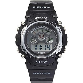 CYBEAT SCY07-BK 5ATM Waterproof EL Backlight Digital Watch Popular Unisex Wrist Watch Black, Belt Type: