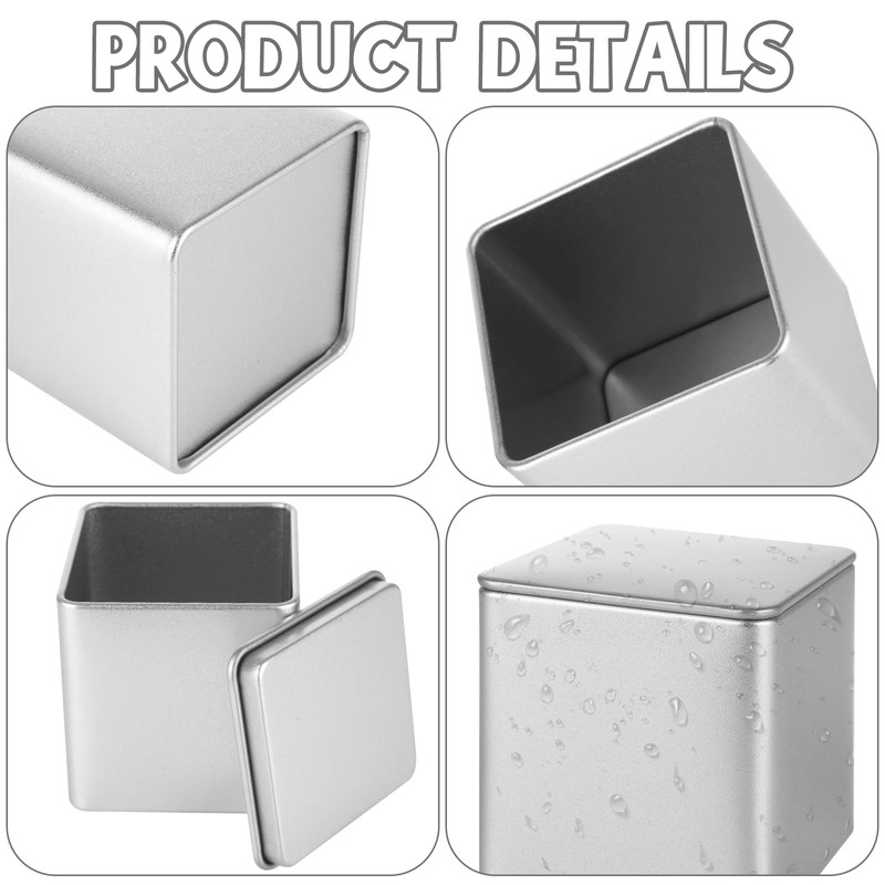 WOPPLXY 12 Pack 3Oz Square White Metal Tins, Square Tin