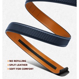 BULLIANT Belt Strap for Men Ratchet Belts Genuine Leather Width 1 3/8",Cut for Fit(Purplish Blue-26-40" Waist Adjustable)