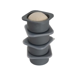 KEVJES PLUS 1000ml Pizza Dough Proofing Containers for DIY family Artisan Pizza, Food Grade Silicone Stackable Boxes with Lids, Freezer, Fridge, Dishwasher Safe,4sets (Space Gray)