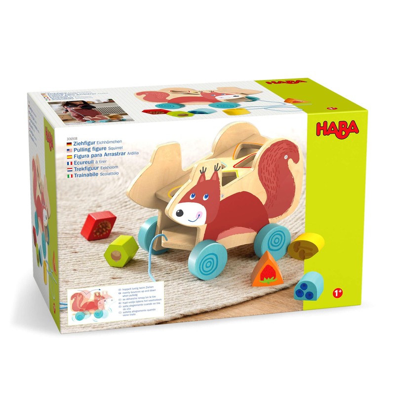 HABA Pulling Squirrel Wooden Shape Sorter and Pull Toy
