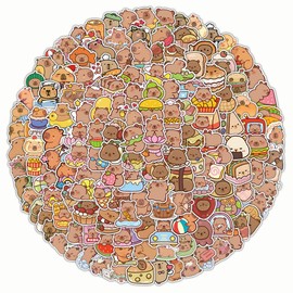 200pcs Capybara Stickers with Gift Box, Vinyl Waterproof Aesthetic Cute Cartoon Animals Decals Stickers for Laptop, Water Bottles, Skateboard, Book, Scrapbook Luggage Capybara Decals