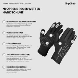 GripGrab Neoprene Rainy Weather Glove Cycling Gloves Winter, Unisex, 1061, Black, M