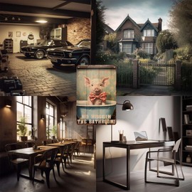 Aluminum Sign Plaque Metal Sign Funny Bathroom Metal Tin Sign Wall Decor Vintage Farm Pig Tin Sign for Garden Retro Store Cafe 8.00"x12.00"