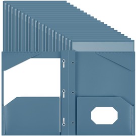 Henoyso 72 Pcs Plastic Folder with Clear Front Pocket and 3 Prong Plastic Folders with Card Slot Pocket Folders with Prongs for School Office (Navy Blue)
