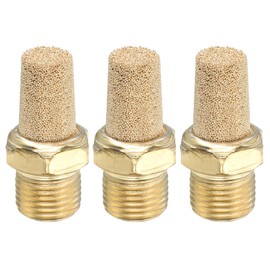 PATIKIL 1/8" PT Brass Pneumatic Muffler, 3 Pcs Protruding Sintered Exhaust Air Compressor Muffler Filters Solenoid Valve Fitting for Valves Cylinders Oil Tanks Air Tools, Golden