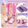 ANTSANG Kids Girls Toddlers Fuzzy Grips Socks with Grippers Non