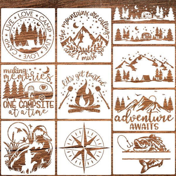 Camping Stencils for Painting Hunting Stencil for Mountain Pine Tree