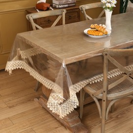 Walrus Clear Vinyl Tablecloth Protector Waterproof/Oil-Proof Plastic Square Transparent Sheet Table Cover (54X120 Inch)