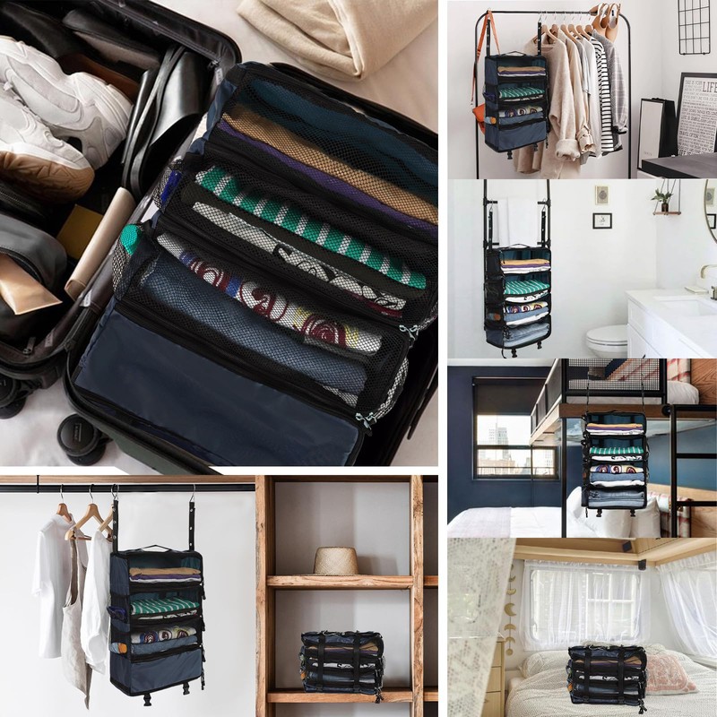 Surblue Travel Hanging Luggage Organizer Portable Suitcase Closet Organizer Multiple