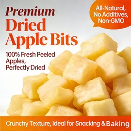 13.4oz Crispy Dehydrated Apple Dices - One Ingredient, Just Apples with No Sugar Added - Crunchy Oven-Dried Snack for Baking, Cereal, Trail Mix (380g) Jar