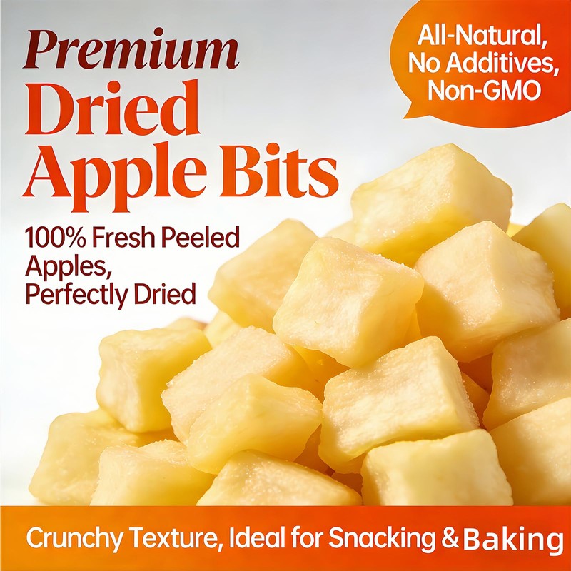 13.4oz Crispy Dehydrated Apple Dices - One Ingredient, Just Apples