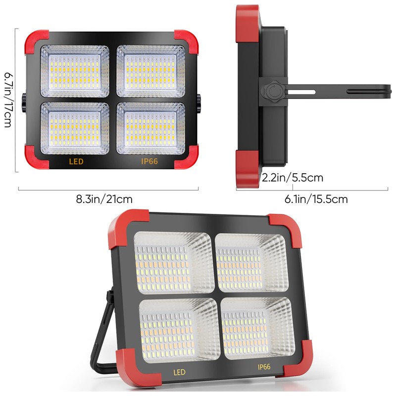 100W Solar LED Work Light - Ultra Bright Portable Magnetic