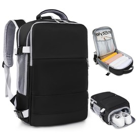 NUBILY Mochilas para Mujer y Hombre Mochila de Viaje Mochilas para Laptop de 15.6 Pulgadas Backpack Mujer con Puerto USB Negro