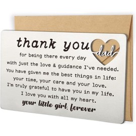 Dad Gifts From Daughter,  Engraved Wallet Card Inserts, Birthday Father's Day Thanksgiving Christmas Valentines Card Father Papa - Style: Thank You Dad