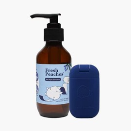 Fresh Peaches Toilet Paper Gel, Wet Wipe Alternative - Septic Safe, Flushable, Hypoallergenic, Eco-Friendly - Starter Set, 4.6 oz with Blue Travel Bottle​