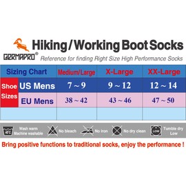 Mens Moisture Wicking Crew Compression Hiking Work Boot Socks w/Germanium Fiber Coolmax All Season 2 Pairs Blue