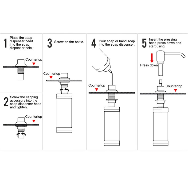 300ml Stainless Steel Soap Dispenser Liquid Detergent Hand Pump for
