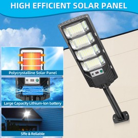 Solar Flood Lights Outdoor, 10000LM 6500K Motion Sensor Outdoor Lights Dusk to Dawn, IP65 Solar Street Lights Outdoor Waterproof with Remote Control, Outdoor Solar Lights for Yard, Patio (4 Pack)