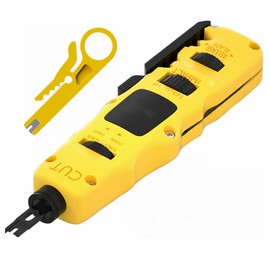 Yankok [374B Impact Punch Down Tool] with 110/88 Blade and Built-in Cable Stripper, Swing-out Hook and Spudger, Cuts Strips Inserts and Terminates Cable Into Patch Panel or Keystone Jack