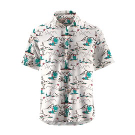 ORIONRIDE Cycling Shirts-Original Cactus Design,Zipper Pockets,Short Sleeves,Button Down Gravel Shirts for Biking