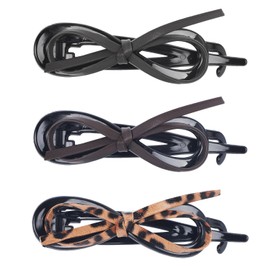 3 Stk Haarspangen mit Schleife für Damen, Elegantes ABS Material Klauenspangen mit Schleife Rutschfeste Klauenspangen mit Gedrehter Schleife Flache Klauenspangen mit Schleife in 3 Farben