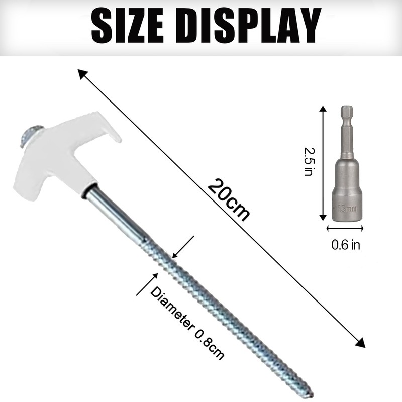 8Pack Tent Stakes-8” Drill in Heavy Duty Ground Pegs Screw