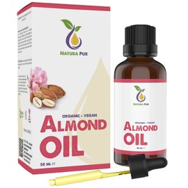 Organic Almond Oil Sweet 50 ml – 100% Virgin Cold Pressed Vegan – Anti-Ageing Serum for Face, Anti-Wrinkle, Body, Hair, Skin, Hands, Nails – Pure Base Oil