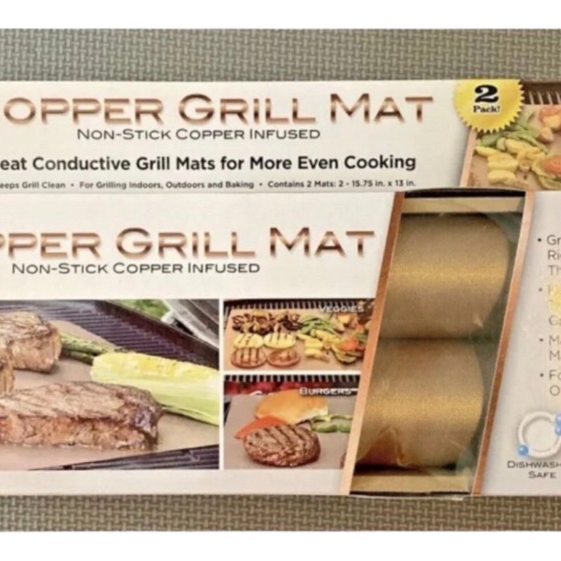 Idea Village (2) Pkgs Non-Stick Copper Grill and Bake Mat