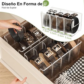 Organizador de Cinturón de Acrílico, Caja de Almacenamiento para Cinturones de 4 Compartimentos, Almacenamiento Contenedor Holder para Corbatas de Pulseras, Ideal para Armario y Cajones(1PCS)