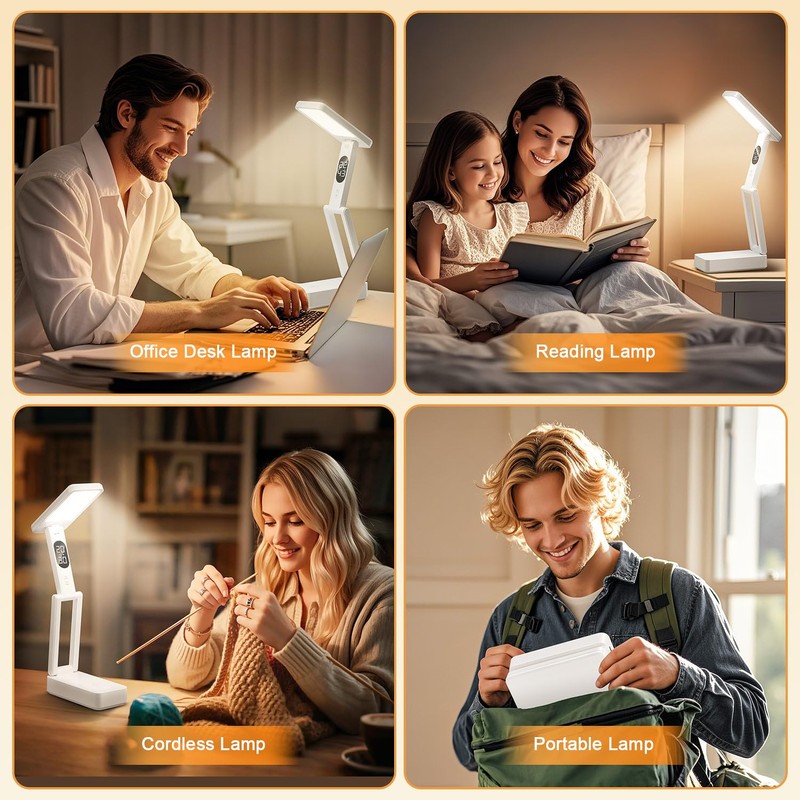 Small Desk Lamp,10000mAh Battery Operated Lamp,3 Colors+Dimmable Desk Light,LED Desk