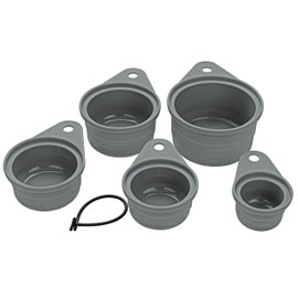 Lurch 70261 Messbecher-Set (5tlg.) zum Abmessen von Zutaten in Cup-Maߟeinheiten aus 100% BPA-freiem Platin Silikon, Grau, 13 x 10 x 6 cm