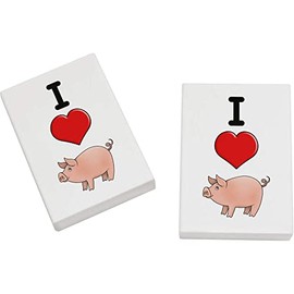 2 x 45mm 'I Love Pigs' Erasers/Rubbers (ER00033686)