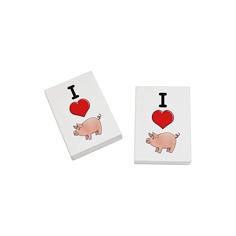 2 x 45mm 'I Love Pigs' Erasers/Rubbers (ER00033686)