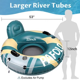River Tubes for Floating Heavy Duty, Pool Float Adult, 53" Inflatable Float Tube for Beach Lake Rafting, River Floats with Mesh Bottom