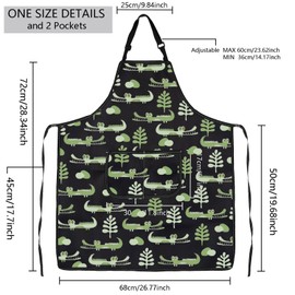 BNQL Reptile Apron Alligator Apron with Pockets Amphibia Gifts for Animal Lovers Gator Hunting Gifts Reptiles Themed Apron