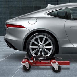 Heavy Duty Vehicle Positioning, Wheel Dolly Car Skate with Retractable Range 10.24-22.44in Red Black Steel Plastic, Hydraulic Wheel Dolly Tire Jack for Towing Companies Auto Repair Shops(1500 lbs)