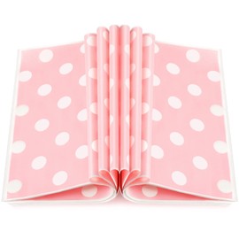 Gersoniel 150pcs Wax Paper Sheet for Food Dot Printed Bakery Tissue Greaseproof Disposable Wrapping Paper for Sandwich Food Picnic Baskets Liner Xmas Birthday Party Supplies(Pink,9.84x8.27'')