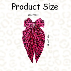 Bliceon Leopard Hair Bow Clip with Long Tail - Leopard Print Bow Hair Clip, Fashion Hair Accessories for Women and Girls, for Cosplay and Everyday Styling - Pink