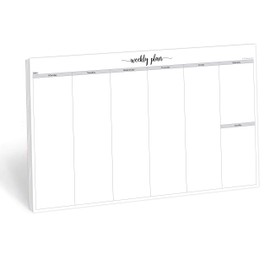 321Done Jumbo Weekly Planning Desktop Notepad - 50 Sheets (11" x 17") - Landscape Days of Week Desk Planner, Extra Large - Made in USA - Simple Script