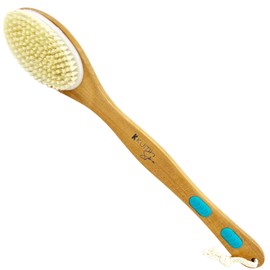 Kumi Spa Professional Dual Head Long Handle Scrub, Soft and Medium Strength Bristles
