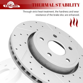 YXPCARS Ceramic Front Brakes Pad and Rotors Drilled Slotted Vented Replacement Disc Brake Kits for Jeep Commander 2006 2007 2008 2009 2010/ Grand Cherokee 2005-2010 Excludes Srt-8