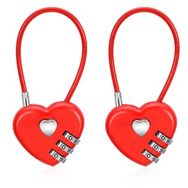2 Pack 3 Digit Combination Lock, Waterproof Mini Combination Padlock, Small Combination Padlock, Cute Padlock with Number for Luggage, School Locker, Backpack, Toolbox, Suitcase, Red