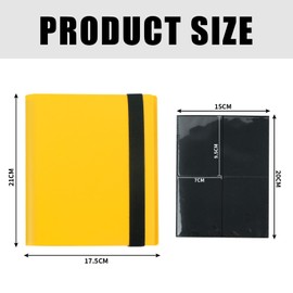 Trading Card Album, Scrapbook Cards, 4 Compartments, 20 Pages, 160 Card Capacity, Portable Scrapbook, Cards Collector Folder, Waterproof, Autograph Cards Album with Elastic Back Strap, Yellow