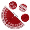 ZANZER Christmas Tree Skirt Rustic Red & White Knitted Xmas