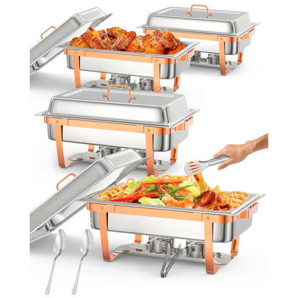 Chafing Dish Buffet Set, 8QT 4 Pack, Rectangle Chafing Dishes