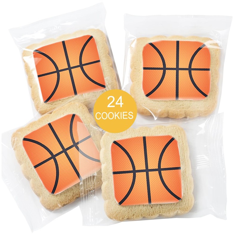 Basketball Cookies Individually Wrapped Party Favors 24 Pack Bulk Sports
