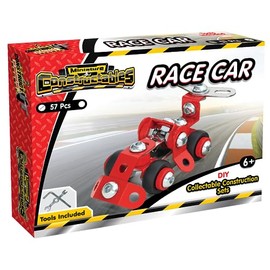Construct IT Miniature Constructibles Race Car – 57-Piece STEM Educational Metal Construction Set – Build Your Own Race Car Vehicle Model – Durable Take Apart Engineering Toy for Kids Ages 6+