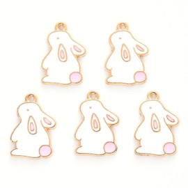 YEAMLTE Easter Pendants, Pack of 10 Easter Charms, Easter Charms Pendants, Rabbit Charms, Easter Jewellery, Pendant for Bracelets Children, DIY Charm Pendant for Earrings, Necklaces, Bracelets, Craft