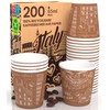200 Paper Coffee Cups 65ml Italy Brown Eco Friendly Biodegradable